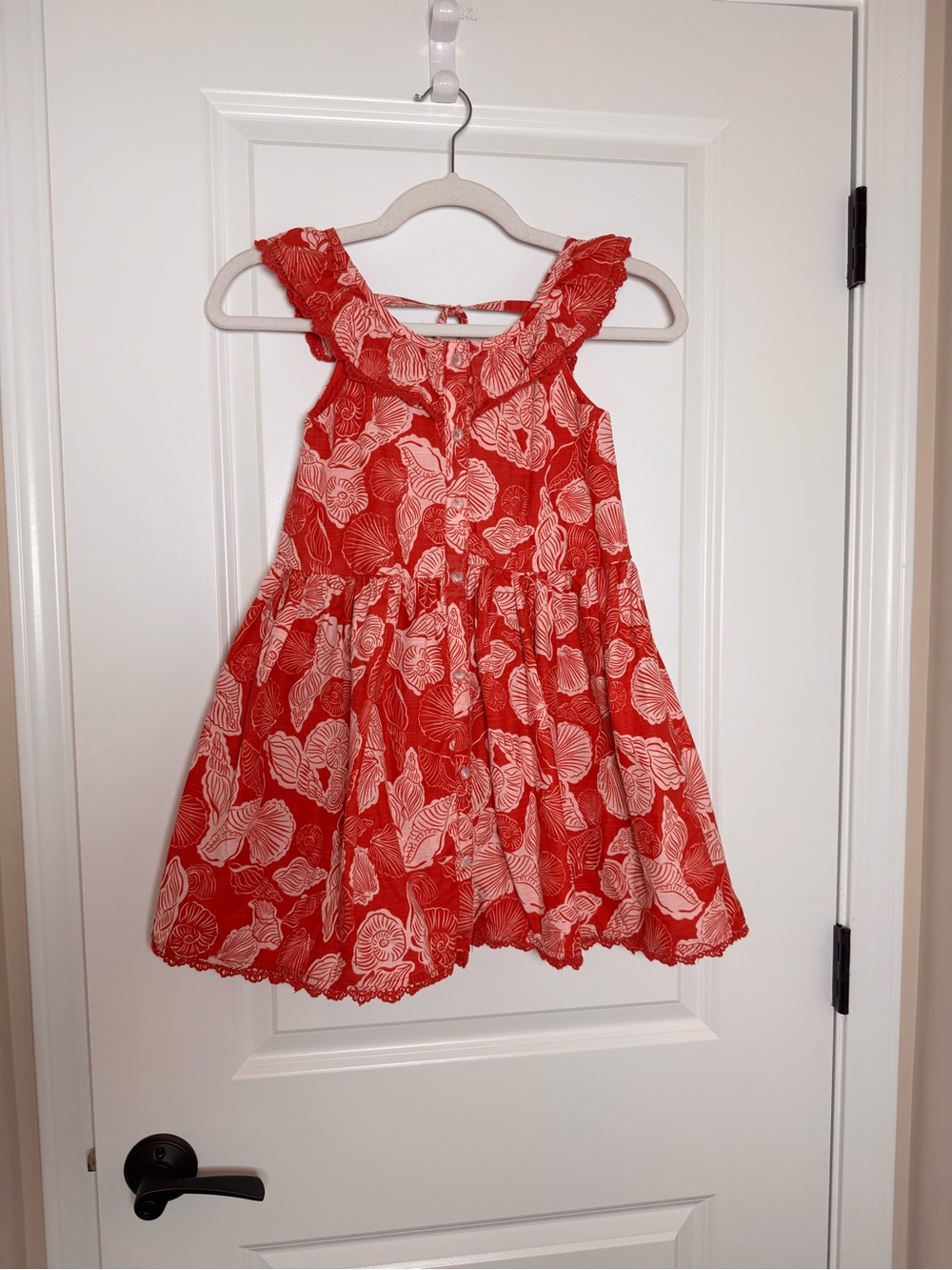 Calypso girls size 6 Red Seashell Ruffle-Shoulder Girls Summer Dress